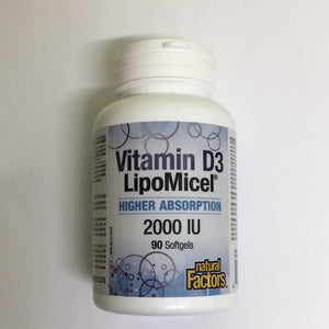 Natural Factors Vitamin D3 LipoMicel Higher Absorption 2000 IU Softgels