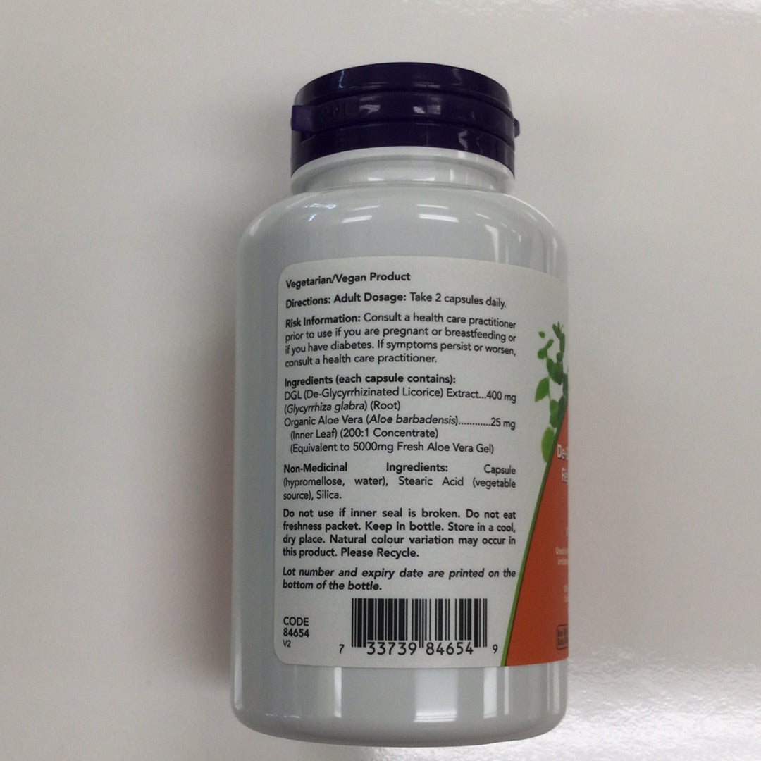 Now DGL 400mg Capsules with Aloe Vera – Terrens Wellness Centre