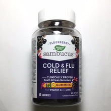 Load image into Gallery viewer, Nature’s Way Sambucus Kids Elderberry Cold &amp; Flu Relief  With South African Geranium Gummies