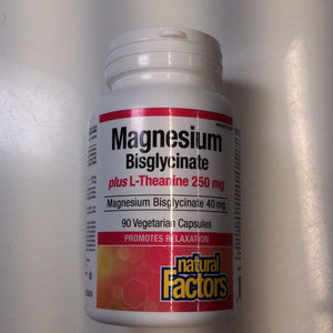 Natural Factors Magnesium Bisglycinate 40mg plus L-Theanine 250mg