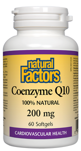 Coenzyme Q10 is a vitamin-like essential nutrient that helps increase levels of cellular energy production and is required by every cell in our body. Known to support cardiovascular health and cellular vigour. Natural Factors Coenzyme Q10 200 mg is 100% natural.