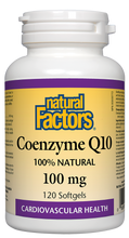 Load image into Gallery viewer, Coenzyme Q10 is a vitamin-like essential nutrient that helps increase levels of cellular energy production and is required by every cell in our body. Known to support cardiovascular health and cellular vigour. Natural Factors Coenzyme Q10 100 mg is 100% natural.