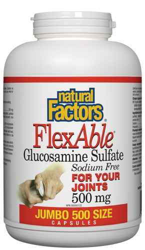 FlexAble Glucosamine Sulfate is a sodium-free formula for joint and cartilage support. It stimulates the formation of key components of cartilage, reduces joint pain, and protects against the deterioration of cartilage from chronic joint diseases. 