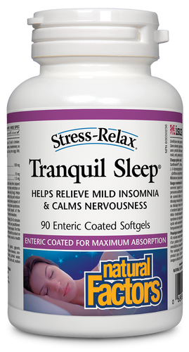 Stress-Relax Tranquil Sleep® helps you fall asleep quickly, sleep soundly through the night, and wake up feeling refreshed, without the potentially serious mental and physical side effects caused by pharmaceutical “sleeping pills.” Containing Suntheanine L-Theanine, melatonin, and 5-HTP, this natural alternative is completely safe, highly effective, and non-habit forming.