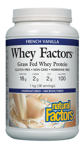 Natural Factors Whey Factors is a high-quality, low-carbohydrate protein powder drink mix, essential for physically active individuals due to its high biological value and concentration of muscle-enhancing branched-chain amino acids (BCAA). Research also shows that whey protein is beneficial to children, the elderly, and those who are immune-compromised.