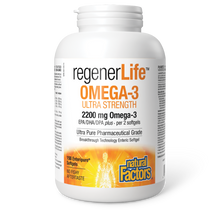 Load image into Gallery viewer, Natural Factors RegenerLife Omega-3 Ultra Strength is a high-potency, ultra-pure omega-3 that is free of contaminants and designed to support the brain and cardiovascular system, joint health, immune function, and mood.