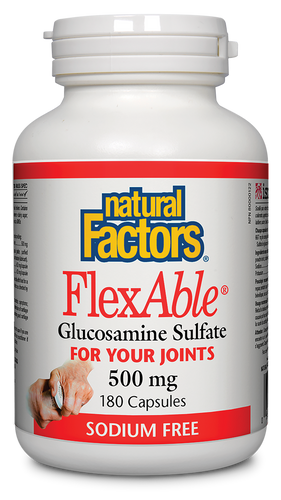FlexAble Glucosamine Sulfate is a sodium-free formula for joint and cartilage support. It stimulates the formation of key components of cartilage, reduces joint pain, and protects against the deterioration of cartilage from chronic joint diseases. Helps reduce pain and inflammation of joints Promotes proper lubrication of joints May increase range of motion Glucosamine sulfate is a natural joint support found in the fluid around joints. 