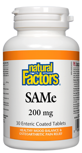 Natural Factors SAMe (pronounced "sammy") is short for S-adenosyl-L-methionine or S-adenosyl-methionine, a natural molecule formed in the body by methionine and adenosyl-triphosphate (ATP). Supplemental SAMe helps to raise serotonin, dopamine, and phosphatidylserine levels. Helps promote bile flow and inactivate excess estrogens Helps raise serotonin, dopamine, and phosphatidylserine levels Without the side effects of prescription antidepressants Support for arthritic disorders.