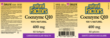 Load image into Gallery viewer, Natural Factors Coenzyme Q10 400 mg. 60 Softgels