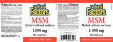 Load image into Gallery viewer, Natural Factors MSM 1,000mg Capsules