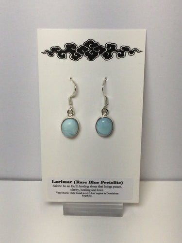 Earrings Larimar (Rare Blue Peetolite) and Sterling Silver