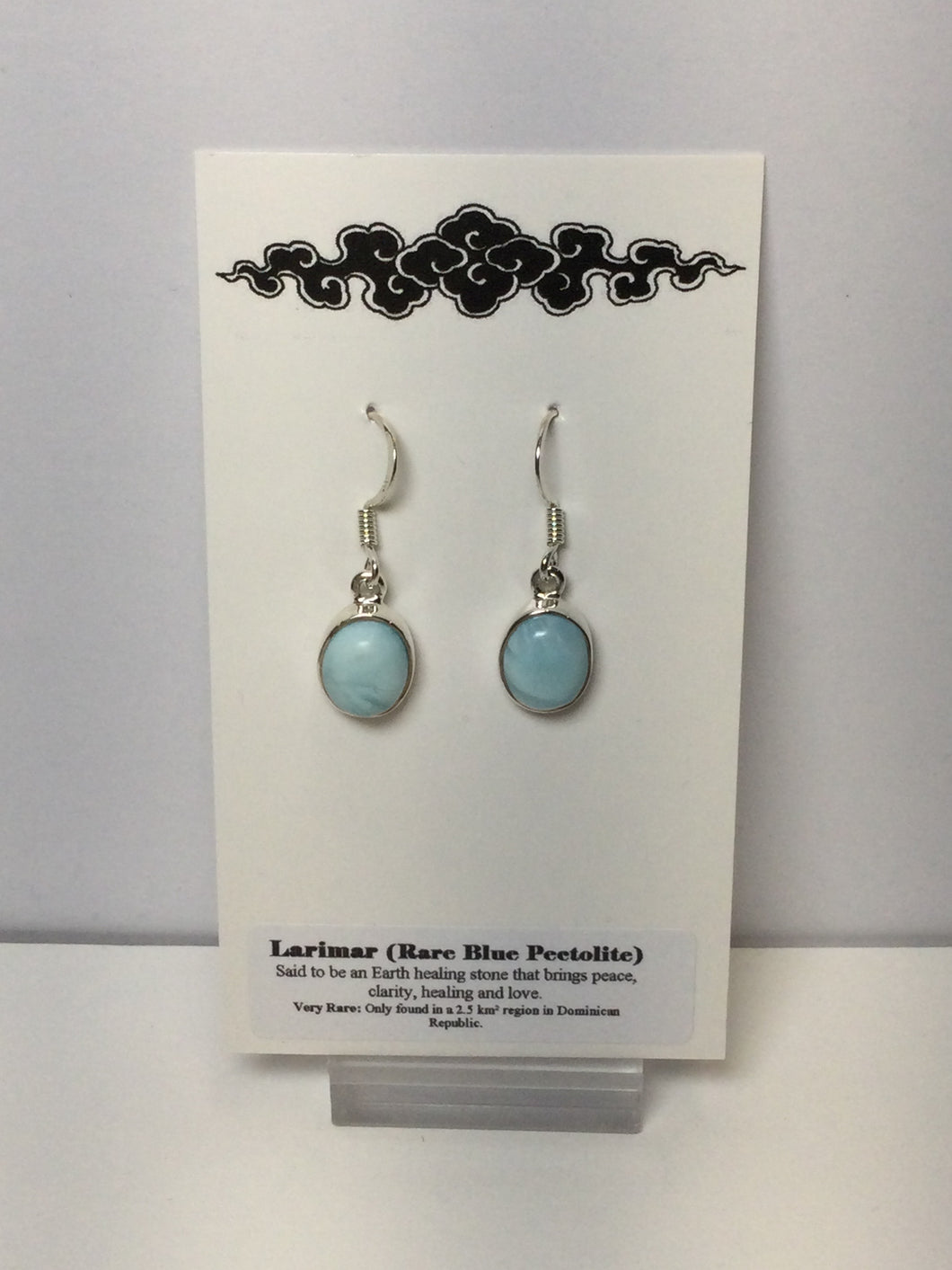 Earrings Larimar (Rare Blue Peetolite) and Sterling Silver