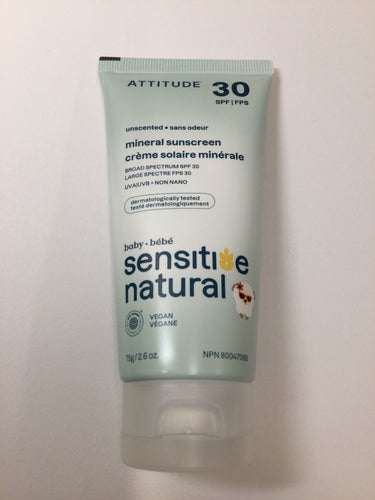Attitude SPF 30 Unscented Mineral Sunscreen BABY