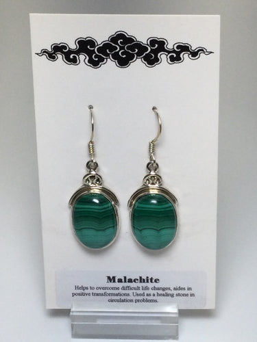 Earrings Malachite and Sterling Silver