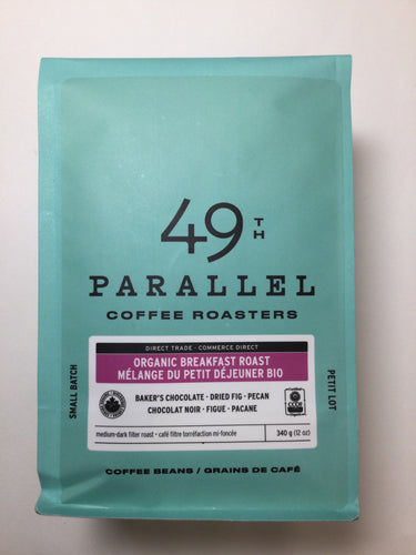 49th Parallel Coffee Roasters Organic Breakfast Roast Whole Bean Coffee