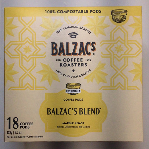 Balzac’s 100% Compostable Coffee Pods ‘Balzac’s Blend Marble Roast’ Bold