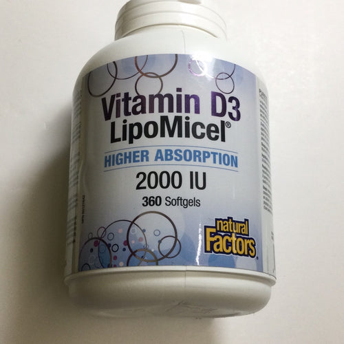Natural Factors Vitamin D3 LipoMicel Higher Absorption 2000 IU Softgels