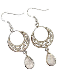 Celtic Knotted Rainbow Moonstone Earrings