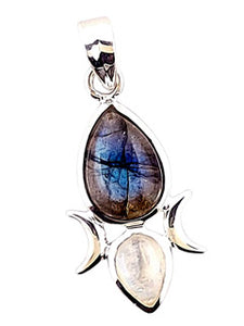 The Triple Goddess Labradorite Moonstone Pendant