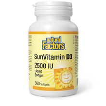 Load image into Gallery viewer, Natural Factors Vitamin D3 2500 IU / SunVitamin D3 360 Capsules