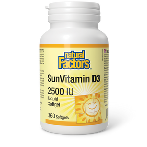 Natural Factors Vitamin D3 2500 IU / SunVitamin D3 360 Capsules
