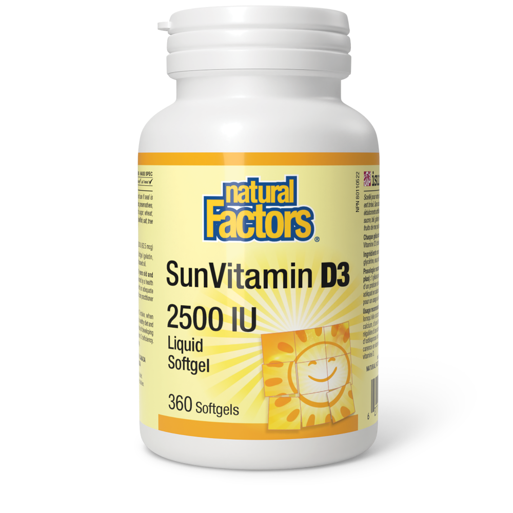 Natural Factors Vitamin D3 2500 IU / SunVitamin D3 360 Capsules