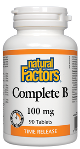 Essential for the maintenance of good health, the conversion of carbohydrates, fats, and proteins to energy, and in tissue and red blood cell formation, Natural Factors Complete B tablets provide a steady release of B vitamins to be absorbed by the body throughout the day. 