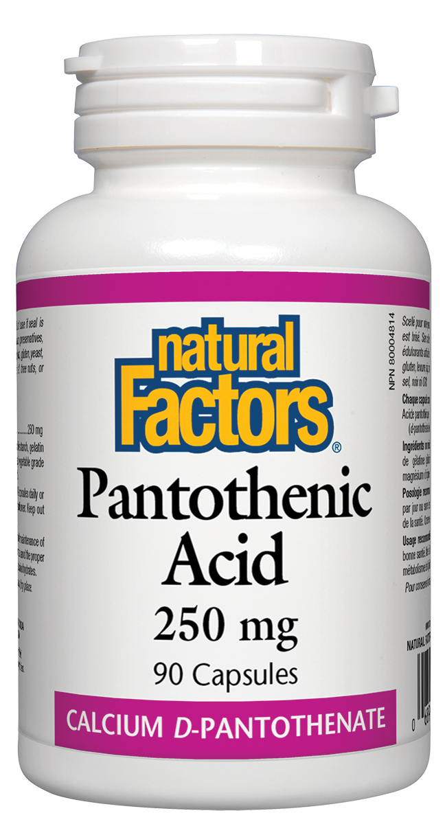 Natural Factors B5 Pantothenic Acid Helps in the metabolism of fats, proteins, and carbohydrates.