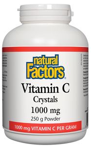 Vitamin C is best known for its antioxidant activity. It is also important for the normal development and maintenance of bones, cartilage, teeth, and gums. Natural Factors Vitamin C Crystals contain 1000 mg of vitamin C per ¼ teaspoon and is easily dissolved in liquid for optimal absorption.