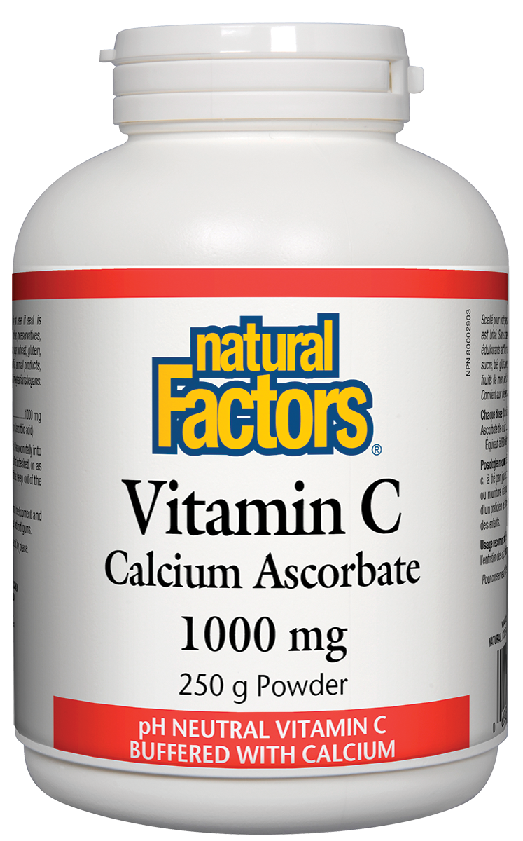 Recommended for individuals who typically experience gastrointestinal symptoms when taking vitamin C, Natural Factors Vitamin C Calcium Ascorbate is buffered with calcium so it is gentle on the stomach. The easy-to-take crystals allow for it to be mixed into beverages and foods making it ideal for all ages.