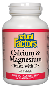 Natural Factors Calcium & Magnesium Citrate with D3 90 Capsules