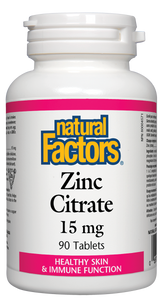 Natural Factors Zinc Citrate is an essential trace mineral and a factor in the maintenance of good health as it supports and protects the immune system and helps the body fight against diseases. Zinc is important for tissue formation and the proper metabolism of fats, proteins, and carbohydrates.