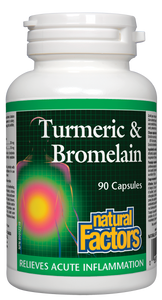 Natural Factors Turmeric &Bromelain is a combination of two powerful anti-inflammatory agents. These capsules are safe, effective, and very useful for the reduction and relief of acute inflammation within the digestive tract or other areas of the body.