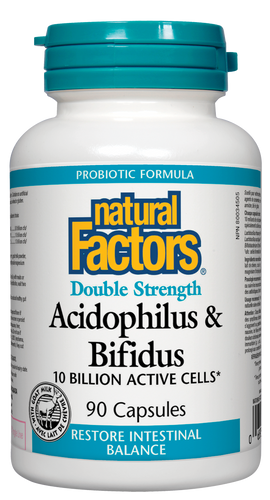 Natural Factors Acidophilus & Bifidus contains three strains of probiotics to assist with the maintenance of normal intestinal health. Each capsule contains goat milk powder to provide an excellent environment for lactic bacteria to grow. Supplementing with Lactobacillus and Bifidobacterium will crowd out unwanted bacteria by repopulating the gastrointestinal tract.