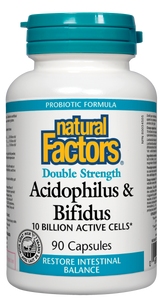 Natural Factors Acidophilus & Bifidus contains three strains of probiotics to assist with the maintenance of normal intestinal health. Each capsule contains goat milk powder to provide an excellent environment for lactic bacteria to grow. Supplementing with Lactobacillus and Bifidobacterium will crowd out unwanted bacteria by repopulating the gastrointestinal tract.