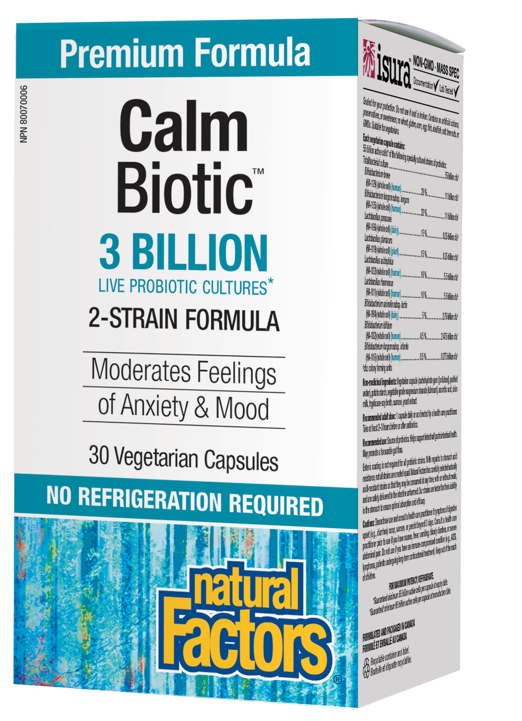 Natural Factors Calm Biotic® Moderates feelings of anxiety and promotes a healthy mood balance. 