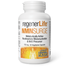 Load image into Gallery viewer, RegenerLife NMNSurge by Natural factors. It contains metabolically active nicotinamide mononucleotide (NMN), an anti-aging ingredient used to rejuvenate cellular health. 