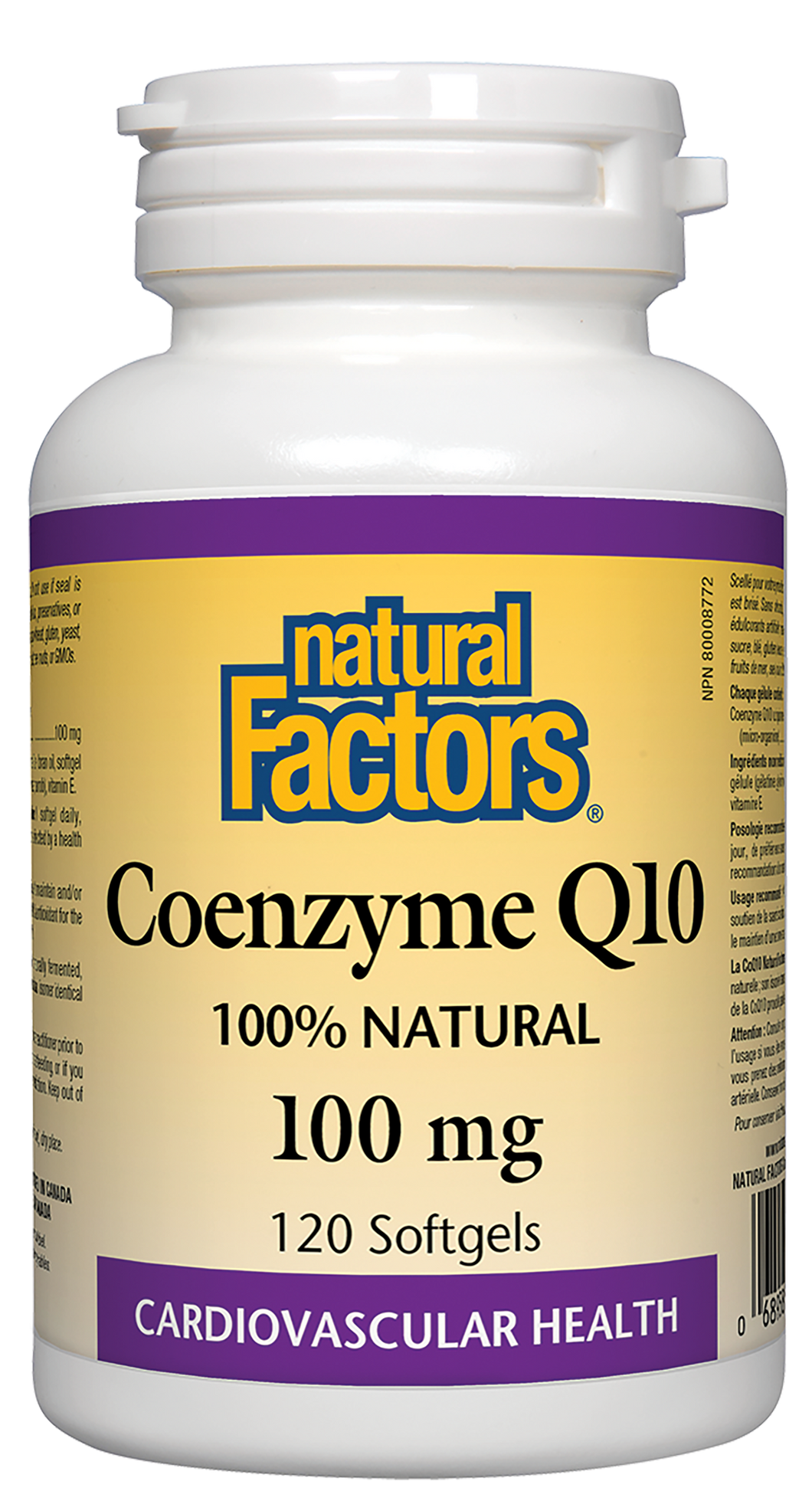 Coenzyme Q10 is a vitamin-like essential nutrient that helps increase levels of cellular energy production and is required by every cell in our body. Known to support cardiovascular health and cellular vigour. Natural Factors Coenzyme Q10 100 mg is 100% natural.
