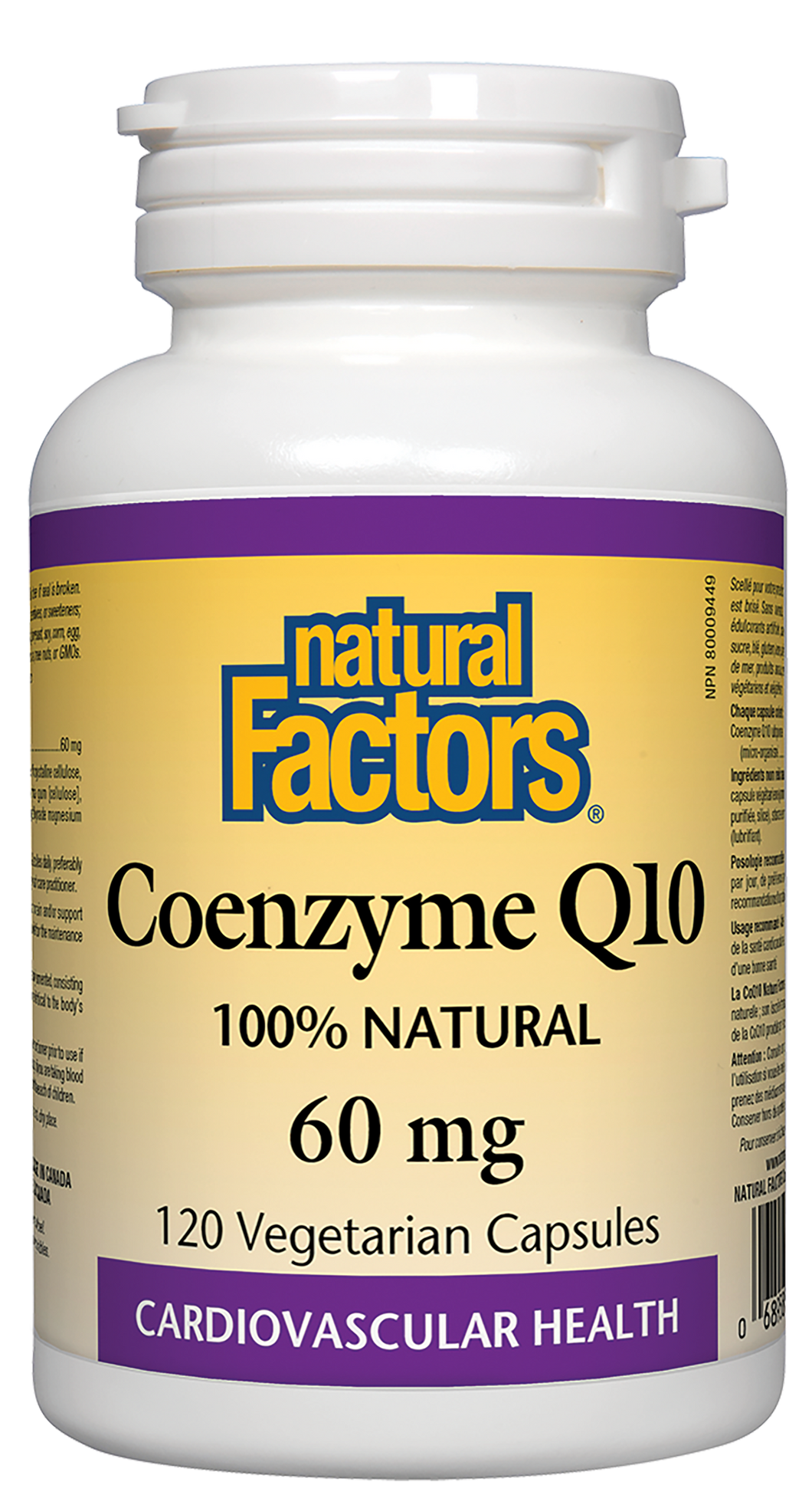 Coenzyme Q10 is a vitamin-like essential nutrient that helps increase levels of cellular energy production and is required by every cell in our body. Known to promote healthy heart function, Natural Factors Coenzyme Q10 is naturally fermented, consisting only of the natural trans isomer identical to the body’s own CoQ10. 