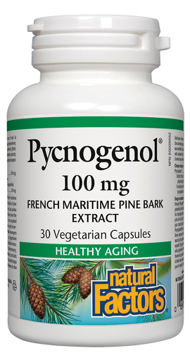 Inflammation and free radical damage increase as we age, contributing to many health problems. Natural Factors Pycnogenol is a powerful antioxidant and anti-inflammatory made from the highest quality French maritime pine bark. Pycnogenol strengthens cell membranes, contributing to improved circulation, younger looking skin, lower cholesterol, and better blood sugar balance.