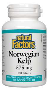 Natural Factors Norwegian Kelp is a natural source of the mineral iodine which is essential for healthy thyroid function. It is harvested from the cool waters of the North Atlantic Ocean and is a natural source of important nutrients, such as potassium, calcium, and magnesium. 