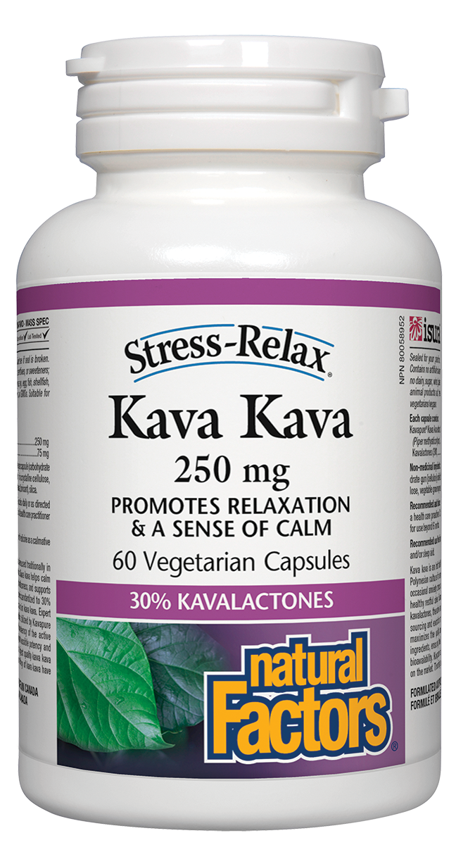 Used for centuries by South Pacific Islanders to promote relaxation, modern research confirms kava’s ability to help calm nervousness, relax tense muscles, and improve sleep quality. Kava also enhances mental focus and clarity. Stress-Relax Kava Kava is standardized to 30% kavalactones, the active constituent in kava.