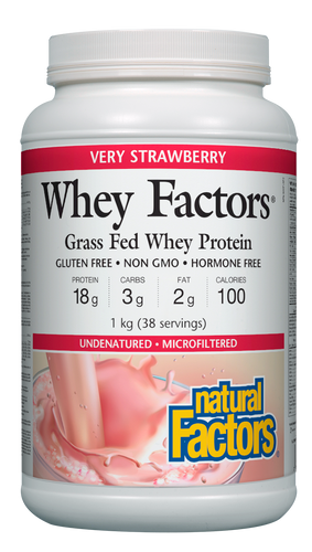 Natural Factors Whey Factors is a high-quality, low-carbohydrate protein powder drink mix, essential for physically active individuals due to its high biological value and concentration of muscle-enhancing branched-chain amino acids (BCAA). Research also shows that whey protein is beneficial to children, the elderly, and those who are immune-compromised.