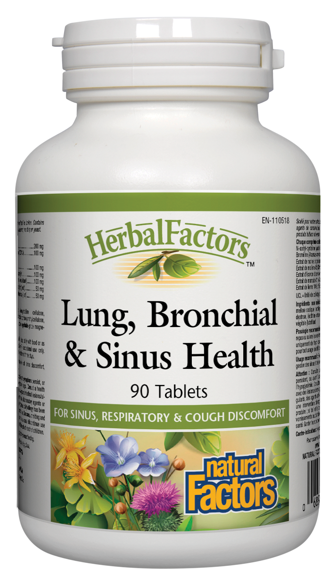 Lung, Bronchial & Sinus Health contains tested herbs and nutrients that help soothe irritated airways, thin mucus, and loosen phlegm to improve breathing and calm coughs. This non-drowsy formula enhances lung and bronchial function, and supports sinus health.