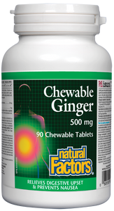 Ginger root is a traditional remedy for digestive upsets including lack of appetite, nausea, indigestion, and gas. Chewable Ginger by Natural Factors helps relieve nausea or vomiting related to motion sickness, pregnancy, or post-surgery while supporting digestive health.