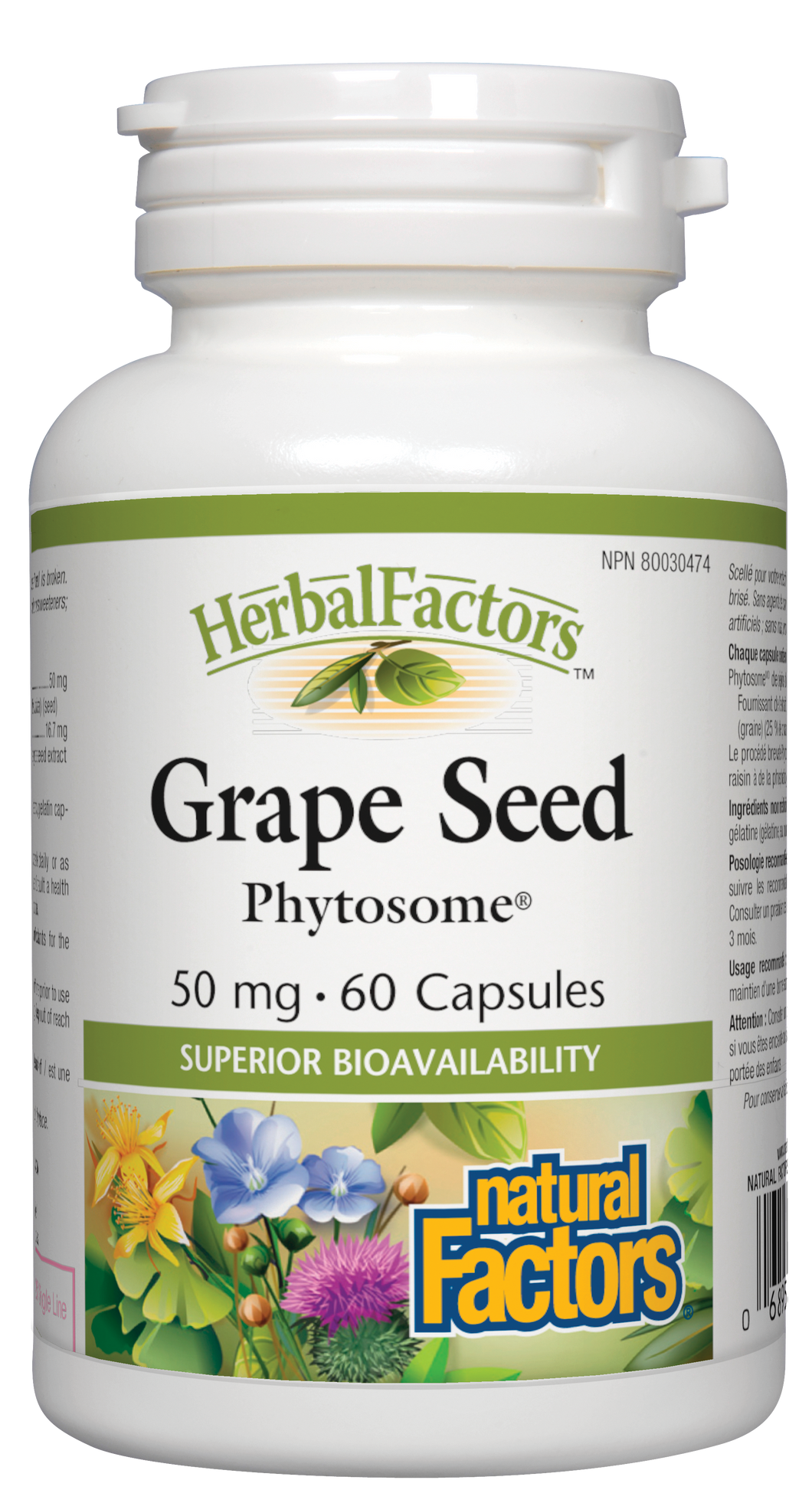 Herbal Factors Grape Seed Phytosome from Natural Factors offers superior bioavailability of exceptionally antioxidant-rich grape seed extract. The standardized formula guarantees high levels of proanthocyanidins to protect against free radicals to promote a healthy heart and circulatory system. Patented Phytosome process binds grape seed extract to phosphatidylcholine for easy absorption.