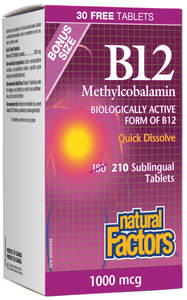 Natural Factors Methylcobalamin B12 provides vitamin B12 in its most bioactive form. This one-per-day sublingual formula supports the normal function of the immune system, energy metabolism, red blood cell formation, and helps maintain good health. 