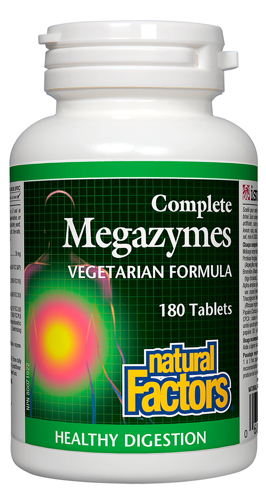 Natural Factors Complete Megazymes is a comprehensive digestive enzyme formula designed to assist and enhance healthy digestion. This vegetarian-friendly, non-GMO formula features natural proteases, amylase, lipase, bromelain, and papain to help the body break down proteins, carbohydrates, and fats, to support healthy digestion and improve nutrient absorption. 