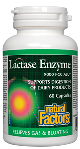 Natural Factors Lactase Enzyme helps prevent the symptoms of lactose intolerance and assists in the digestion of dairy products. Lactose intolerance is the inability to digest lactose (milk sugar), caused by the lack of lactase, the enzyme responsible for breaking down lactose in the digestive tract. Reduces the symptoms associated with lactose intolerance Minimizes gas and bloating Reduces cramps and abdominal pain Helps digest foods with dairy Lactose intolerance.