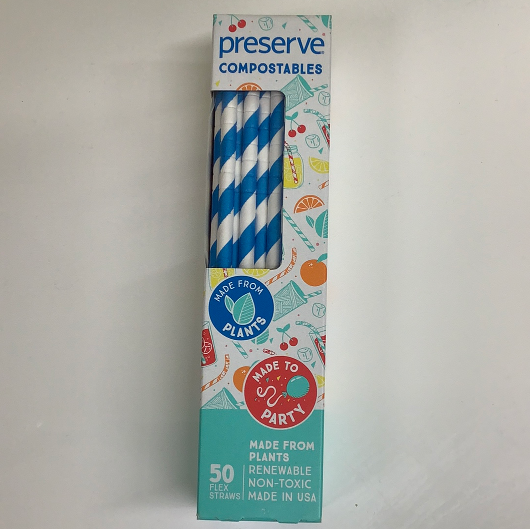 Preserve Compostables Flex Straws Blue